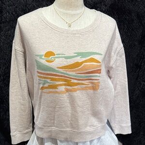 Pact Beige Graphic Sweatshirt with Scenic Design